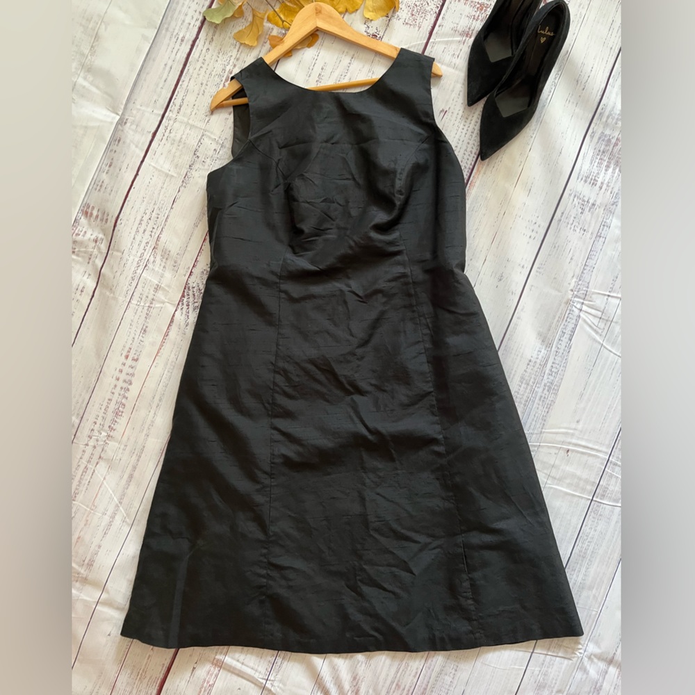 Lane Bryant Black Raw Silk Blend A Line Dress Size 16